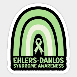 Ehlers-Danlos Syndrome Awareness Ribbon Green Boho Rainbow Sticker